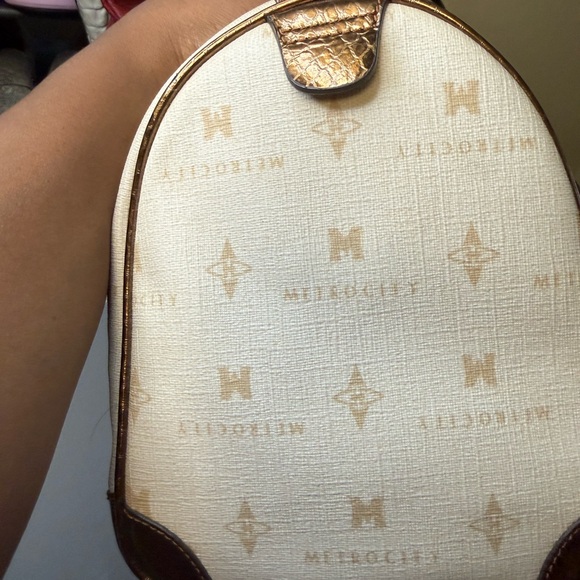 Metro City Monogram Satchel – Cream with Metallic Bronze Trim - Picture 10 of 13